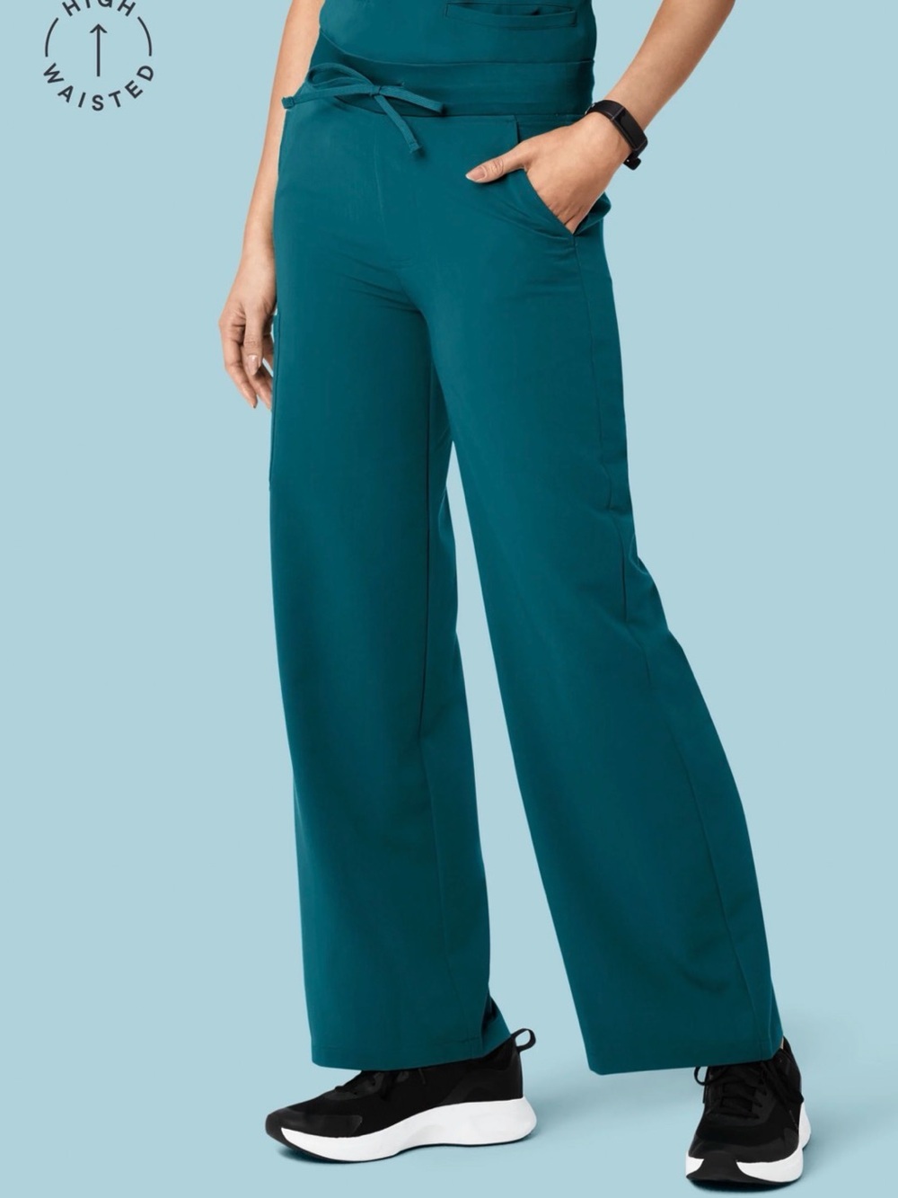High-Rise Wide-Leg Pants in Deep Teal